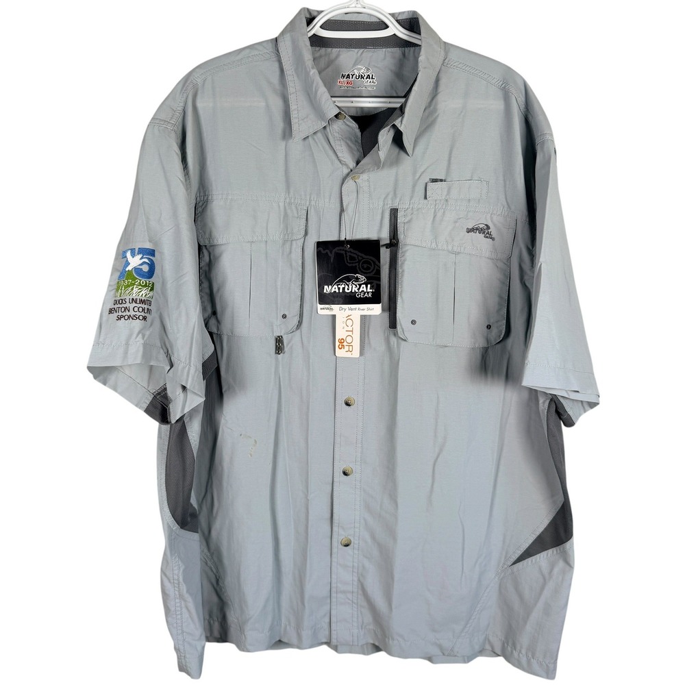 Natural Gear Dry Vent River Shirt Mens XL Dusk Grey Ducks Unlimited UV Shirt NEW